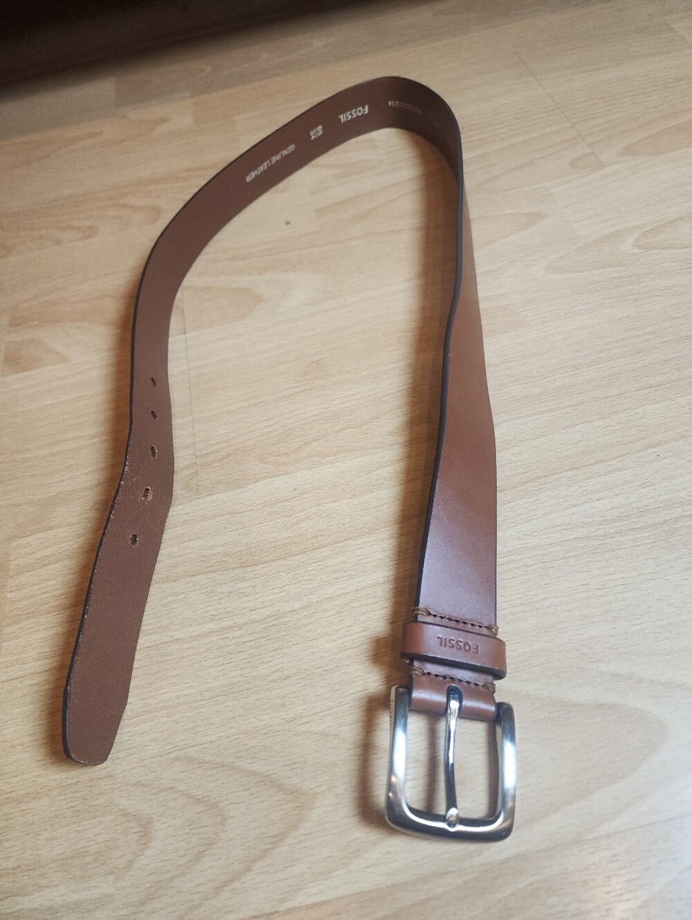 Fossil Genuine Leather Brown Belt Silver Buckle Size 34 41" Total Length